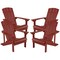 Emma and Oliver 4 Pack Outdoor All-Weather Poly Resin Wood Adirondack Chairs